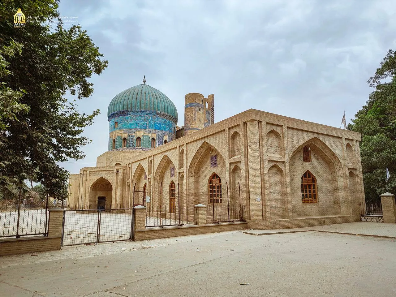 The Mausoleum of Khwaja Abu Nasr Parsa in Mazar-e Sharif, showing traditional Islamic architecture and a historic religious site in northern Afghanistan.